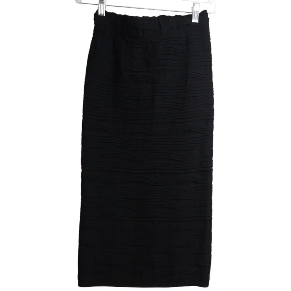 Sugarlips Black Bandage Textured Ribbed Bodycon Skirt Midi Size One size